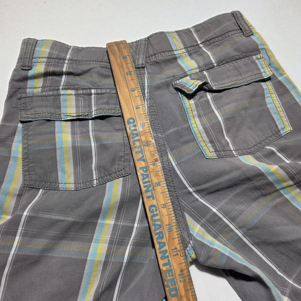 Gymboree‎ Boys Grey Plaid Cargo Shorts Size 12 Cotton Multi Pocket Casual